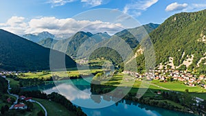 The amazing turquoise SoÃÂa river in Slovenia. photo